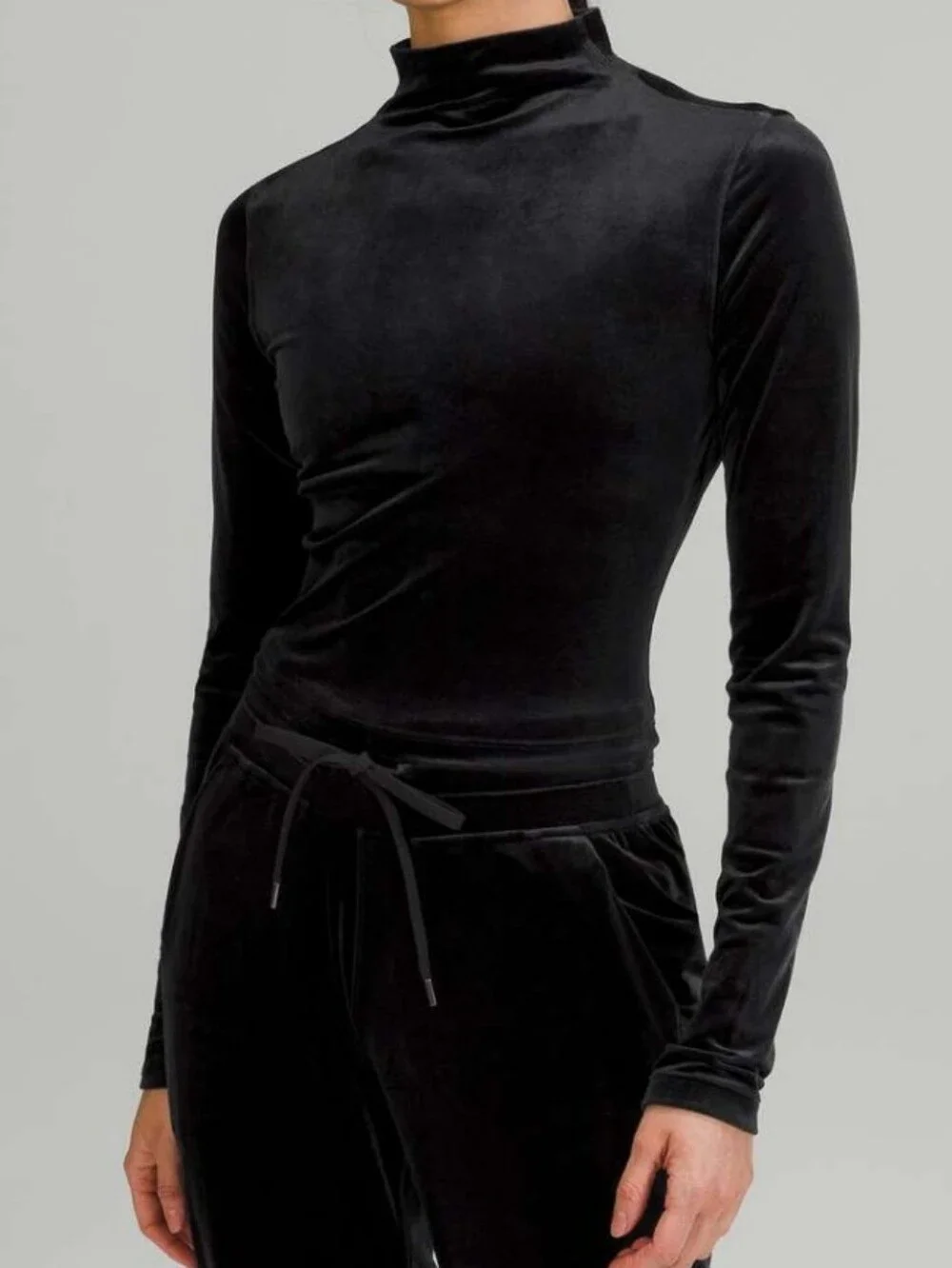 Lululemon All Aligned Mock Neck Long Sleeve Shirt *Crushed Velvet Black Size 4